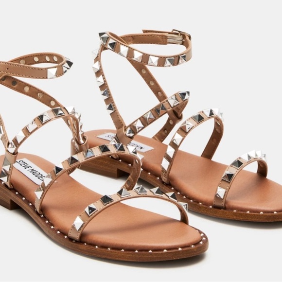 Steve Madden Shoes - Steve Madden Women’s Travel Tan Sandal Strappy & Studded Sz 7.5